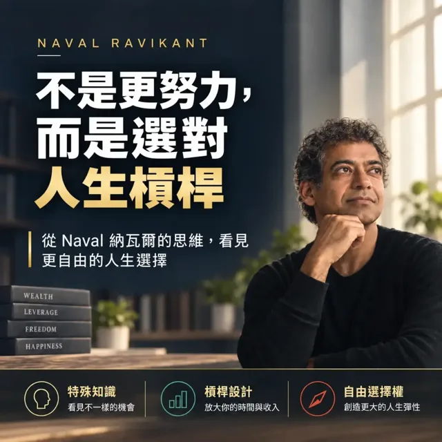 不是更努力，而是選對人生槓桿：納瓦爾的財富思維與自由選擇 封面